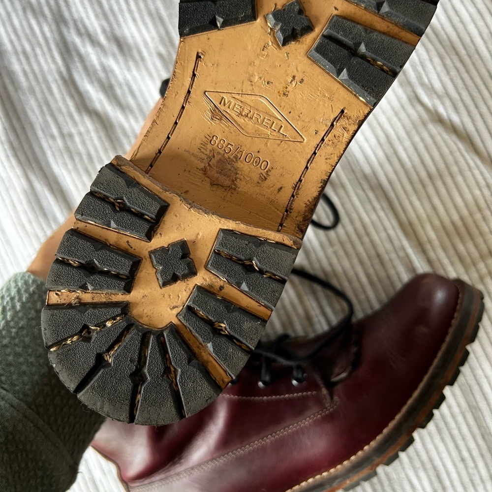 Merrell Special Edition Wayfarer Lace Up Boots Burgundy Leather - Picture 7 of 8